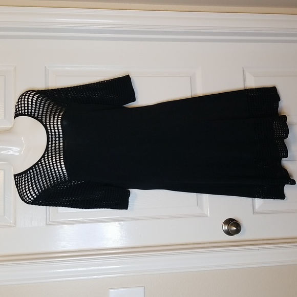 Nanette Lepore Knit Mesh Black Shortsleeve Above The Knee Dress Size Large - Picture 3 of 12